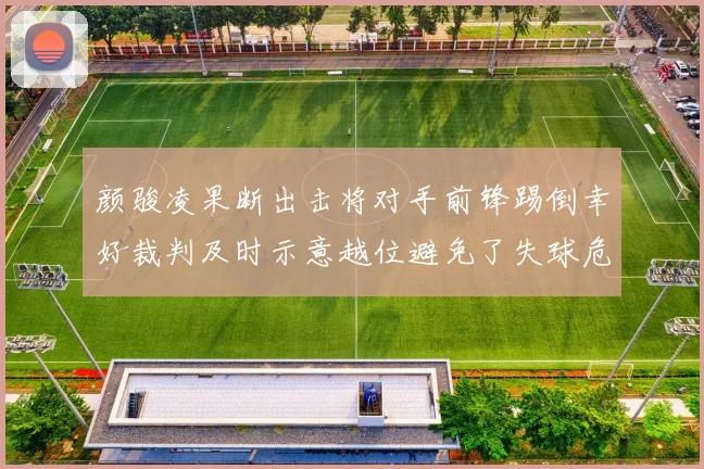 颜骏凌果断出击将对手前锋踢倒幸好裁判及时示意越位避免了失球危机